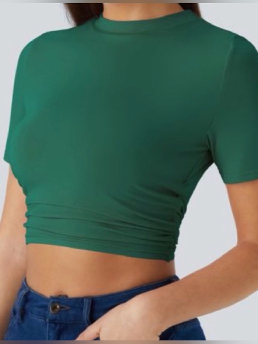 HALARA Emerald Green Short Sleeve Crop Top